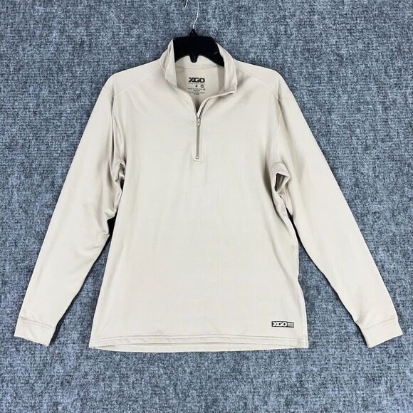 XGO Shirt Mens Medium Beige Military Issue UPF50 Acclimate Dry Half‎ Zip - Picture 1 of 6